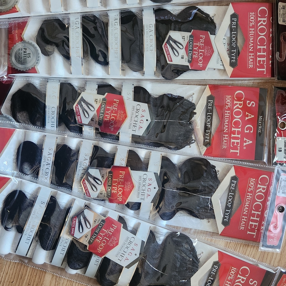 Unopened Saga 100% Human Hair Crochet Braids Bundle 1B – 5 Packs